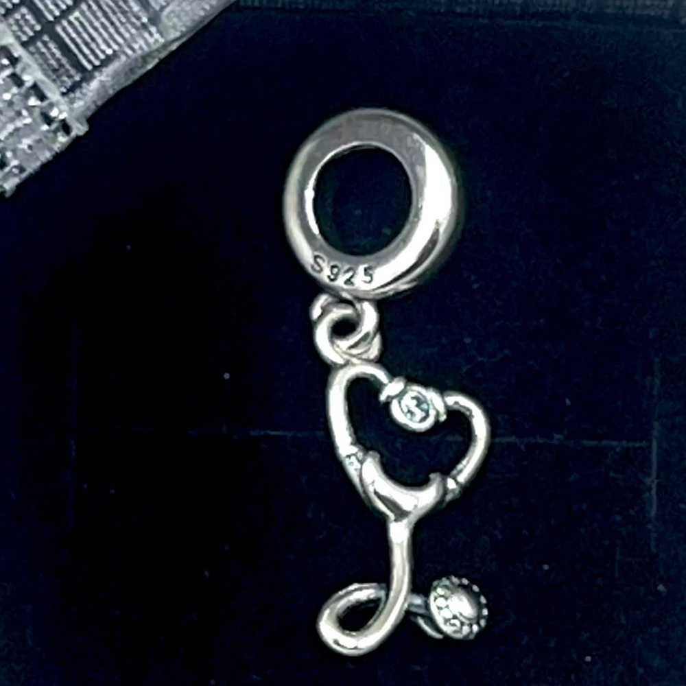 New ♥️ Heart Stethoscope Dangle Charm S925 Sterling Silver Fits Pandora Jewlery